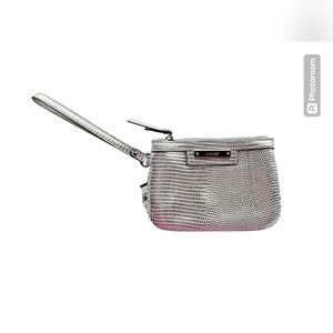 NWT NINE WEST Metallic Silver Lizard Faux Leather Wristlet
